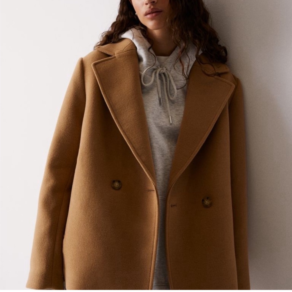 H&M Camel Brown Pea Coat